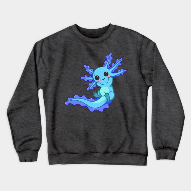 Blue Axolotl Crewneck Sweatshirt by Jade Wolf Art